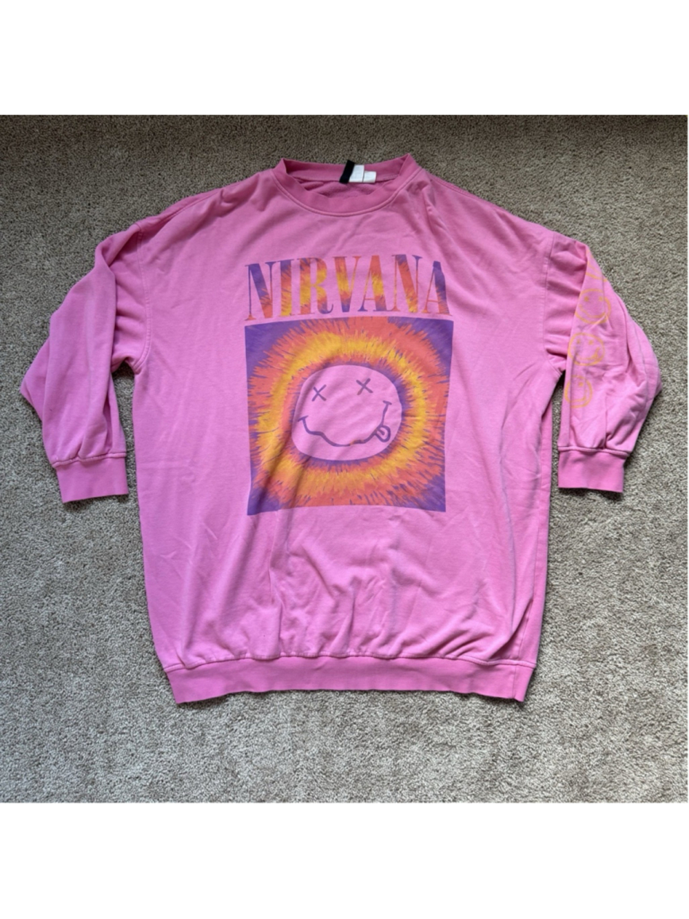 Urban Outfitters XL Sweatshirt Nirvana Oversized Crewneck Pink Womens